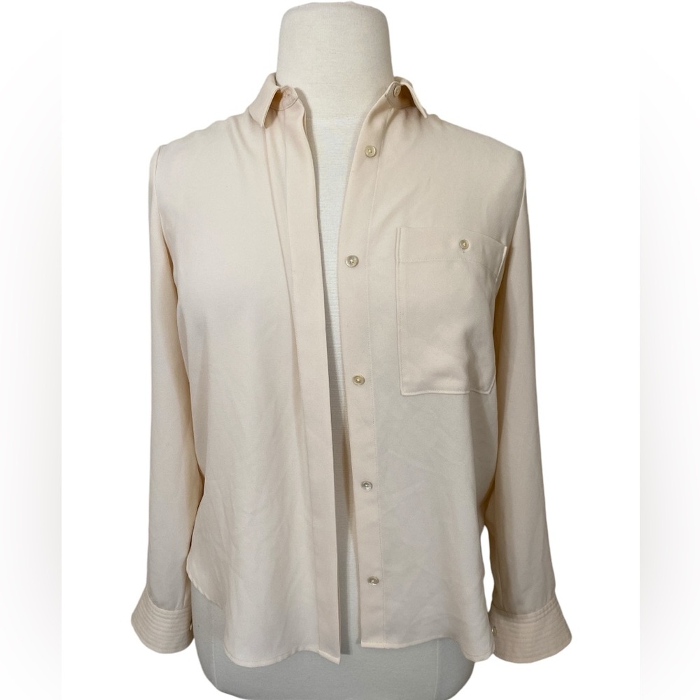 Normcore Cream Button Down Blouse Classic Minimal… - image 1